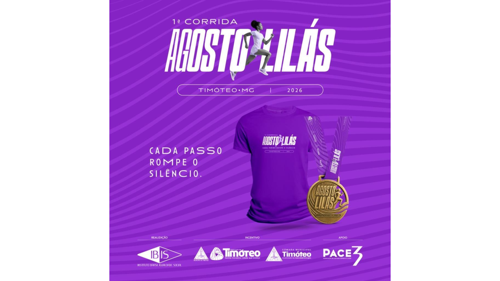 Corrida Agosto Lilás mobiliza mulheres de Timóteo e região
