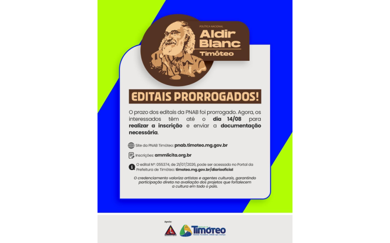 Prefeitura prorroga prazo de inscrições para o 2º Ciclo da PNAB