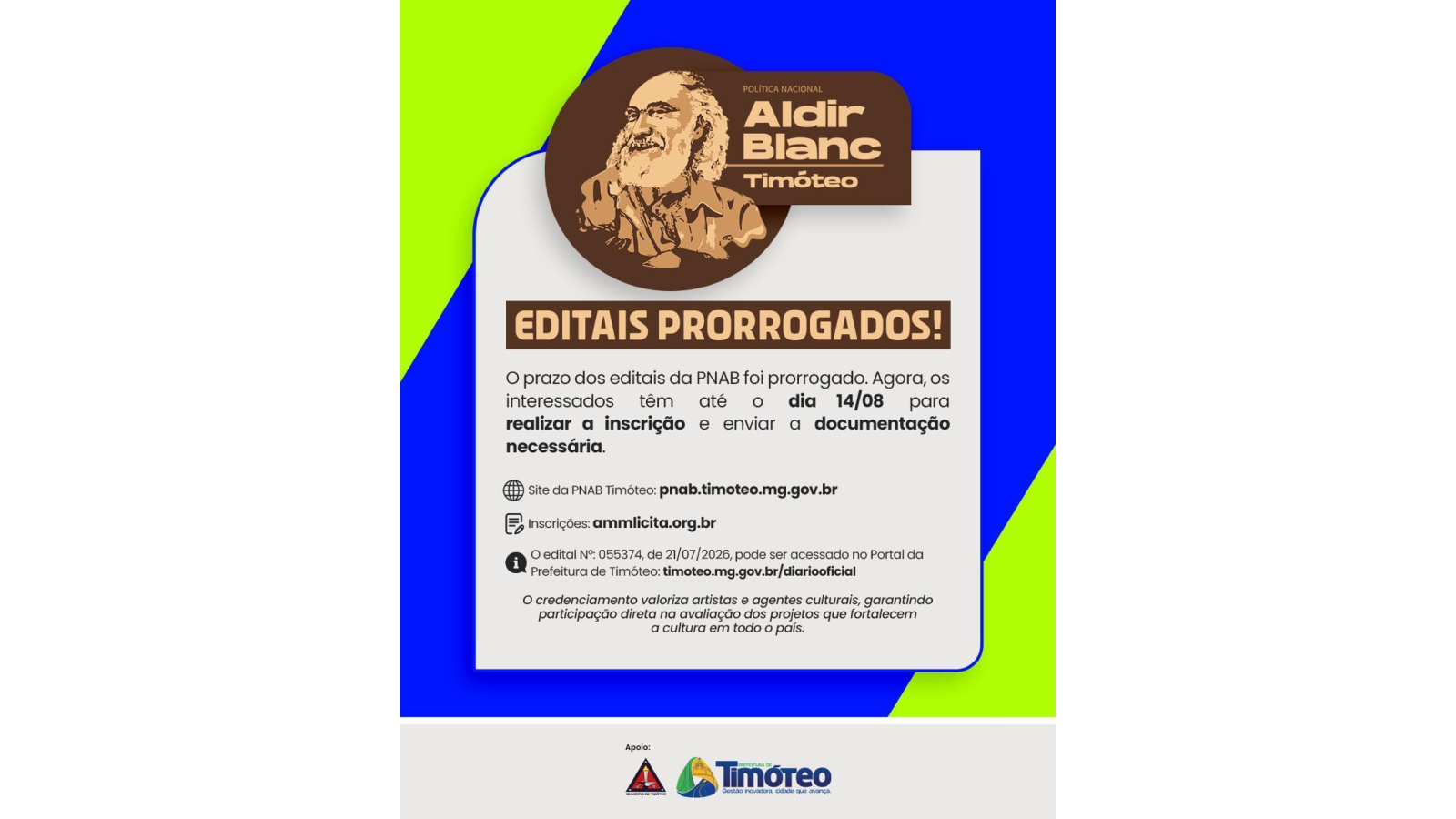 Prefeitura prorroga prazo de inscrições para o 2º Ciclo da PNAB